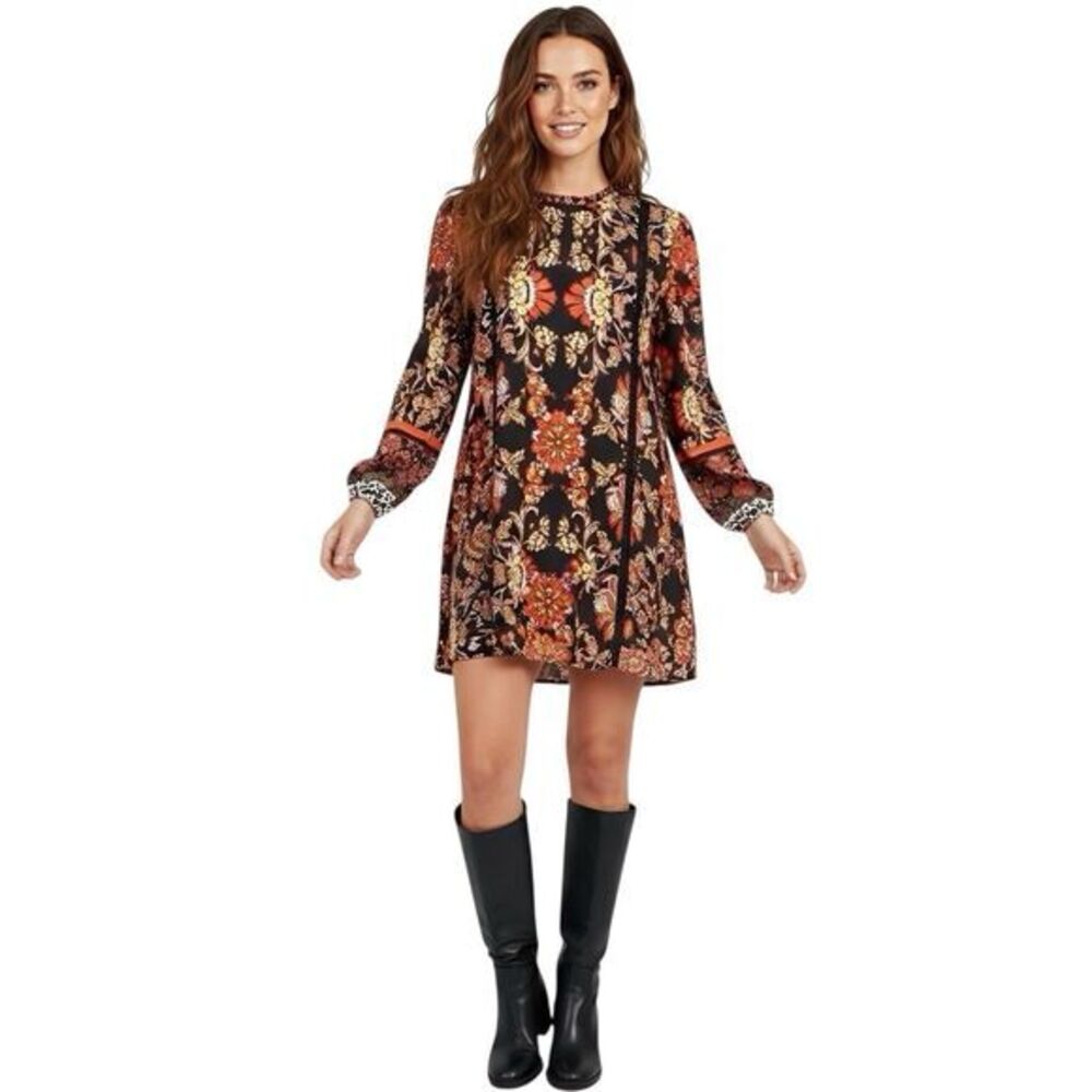 Takara Dress Womens Sz Small Floral Shift Prairie Hipster Boho Bohemian Festival